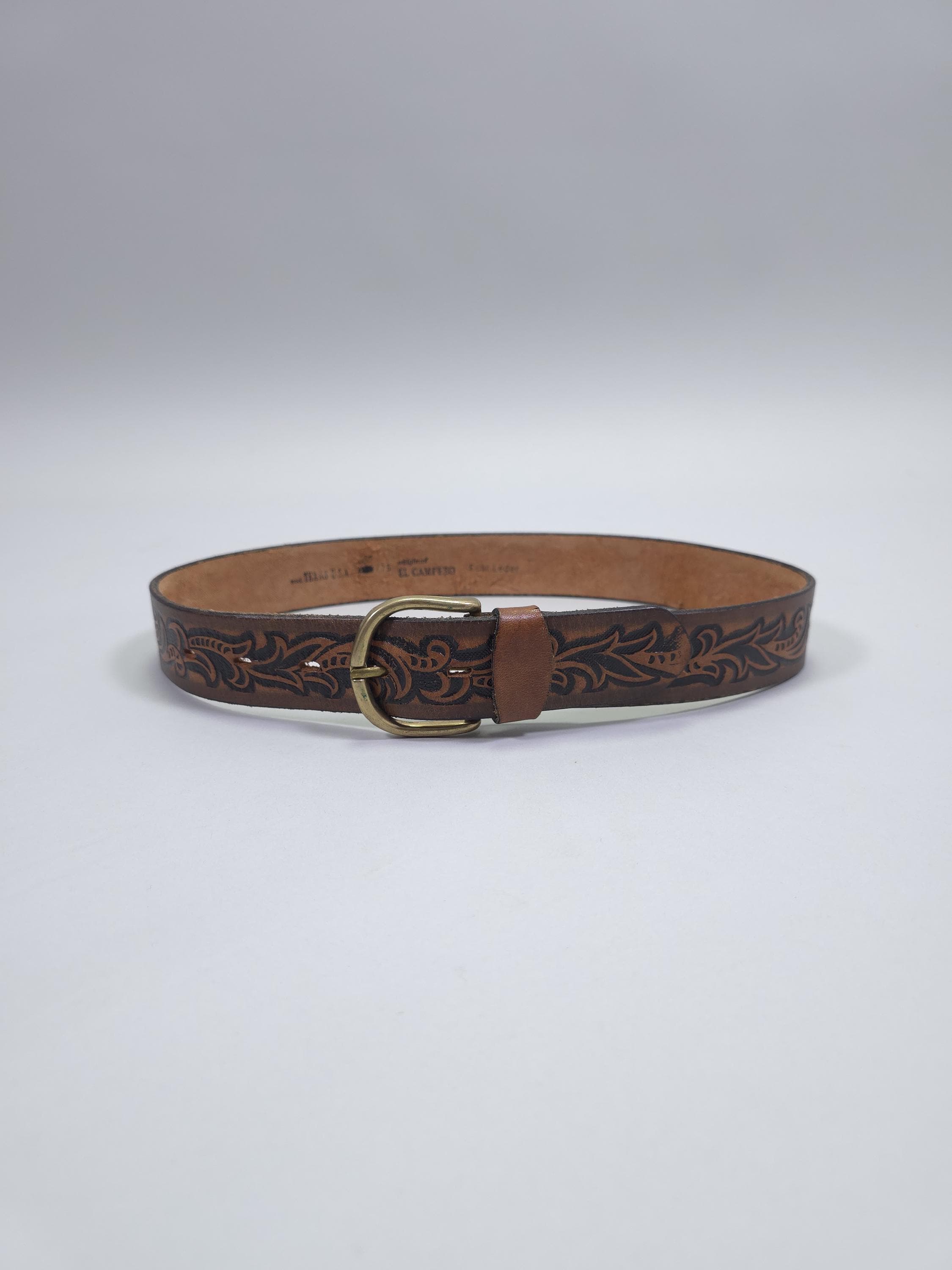 Vintage 90s Ann Taylor Leather Belt Small Brown Embossed Floral Made in Italy ANN TAYLOR Sz L 36 main image 3