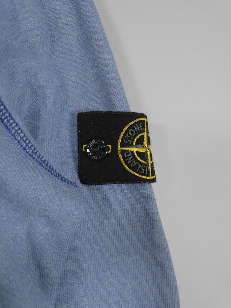 90s Stone Island Contrast Stitch Sweater – Double Collar Baby Blue Size M Fits M, L image 5