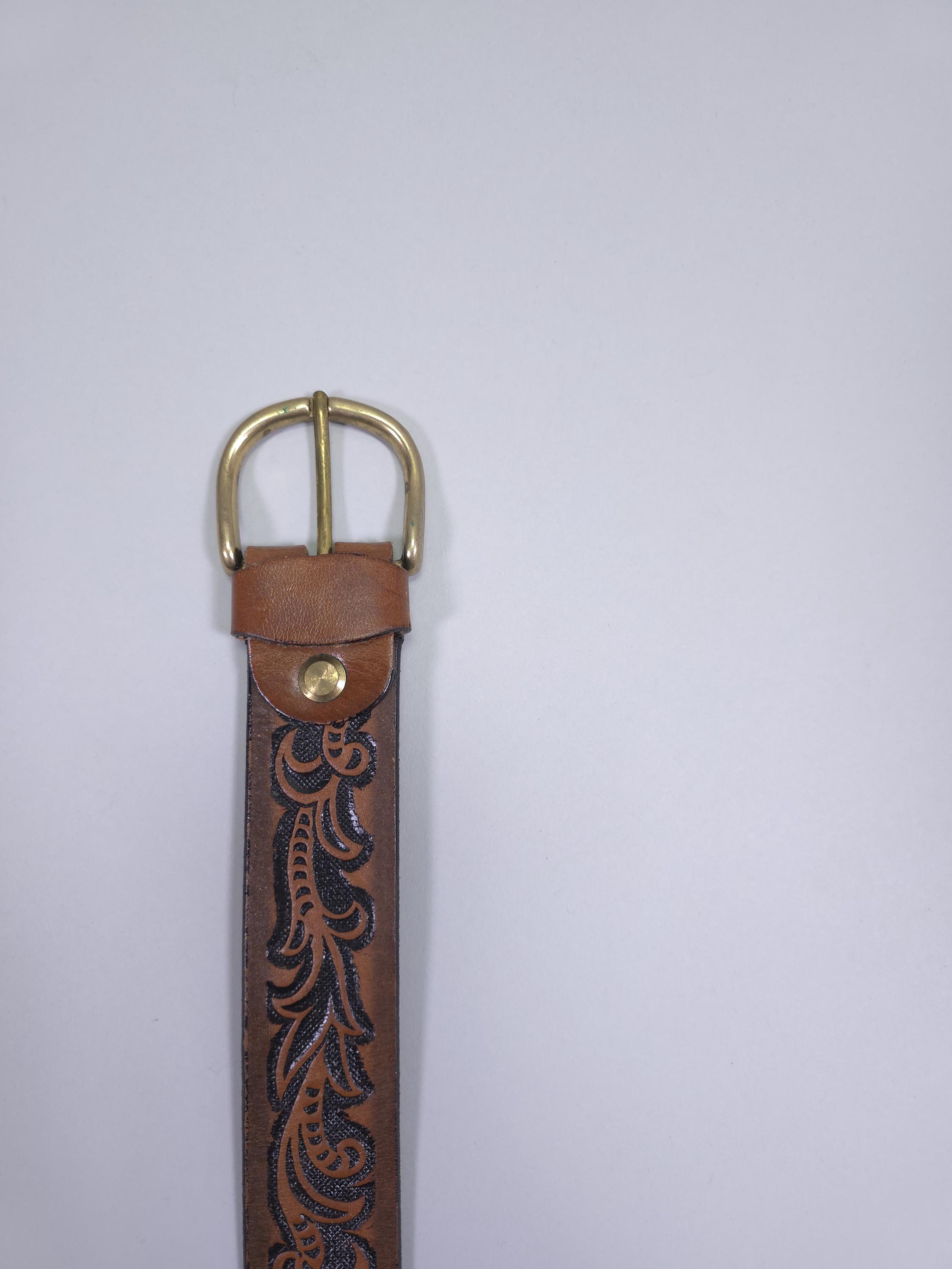 Vintage 90s Ann Taylor Leather Belt Small Brown Embossed Floral Made in Italy ANN TAYLOR Sz L 36 main image 2