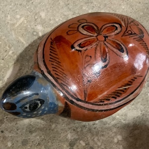 Adorable Tonala Mexico Folk Art Pottery Turtle
