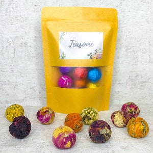 NIEUW! Blooming tea mix 10 stuks - bloeiende theebollen - visuele theebeleving voor een speciale gelegenheid - bloeiende bal - bloeiende thee