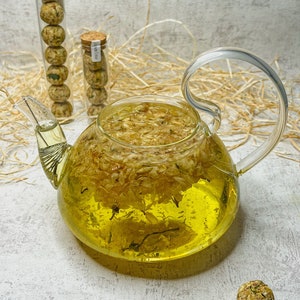 Jasmine Tea flower ball Blooming tea with glass and cork lid Tea gift in a glass image 2