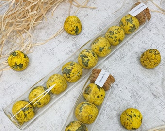 Gelbe Chrysantheme - Tee Blumen Kugel – Blühender Tee - Tee Gastgeschenk im Glas