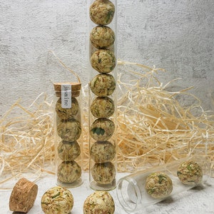 Jasmine Tea flower ball Blooming tea with glass and cork lid Tea gift in a glass image 7