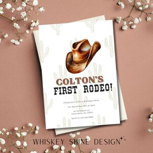 First Rodeo Birthday Party Invitation, Cowboy Birthday Invitation, Editable Template