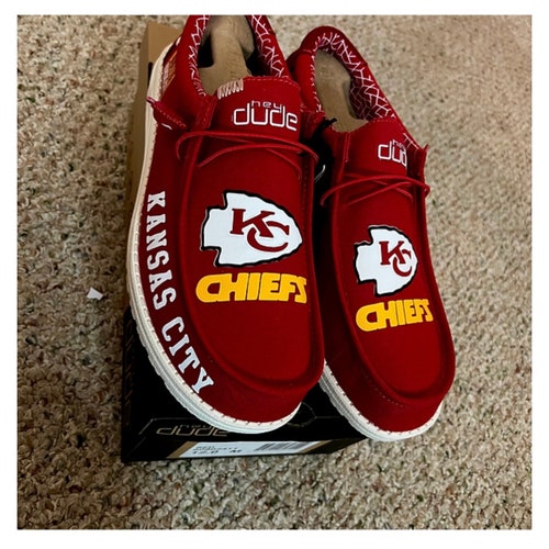 Custom Personalized Cheifs Design Red Hey Dudes -   UK