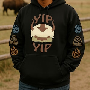 Yip Yip Bison Hoodie – Anime Sweatshirt Appa Style | Airbender Hoodie | Unisex Anime Hoodie | Gifts for Him | Hoodie for Men A.v.at.ar