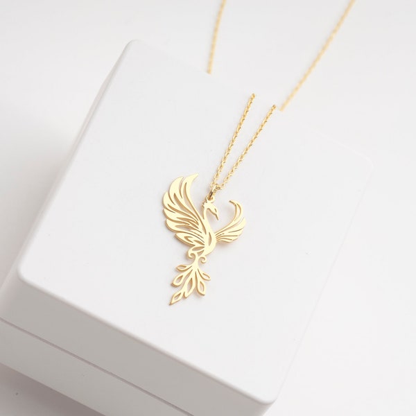 Collier Phoenix en argent sterling, pendentif Phoenix, collier oiseau phénix, bijoux phénix, breloque phénix, collier oiseau de feu, cadeau pour amoureux des oiseaux