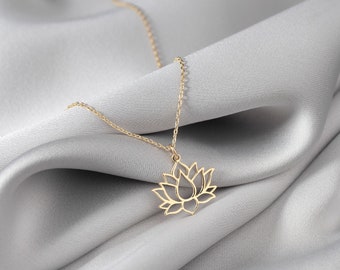 Lotus Flower Necklace, Sterling Silver Lotus Jewelry, Lotus Flower Gift, Elegant Lotus Pendant, Gift for Yoger, Spritiual Flower Necklace