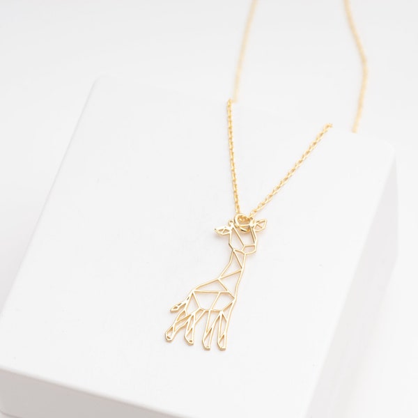 Niedliche Giraffe Halskette Sterling Silber, Giraffe Schmuck, Giraffe Geschenk für sie, Minimalist Halskette, Safari Halskette, Geburtstag Tier Geschenk