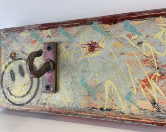 Unique hand painted coat hooks art cast iron wall hanging graffiti style street art