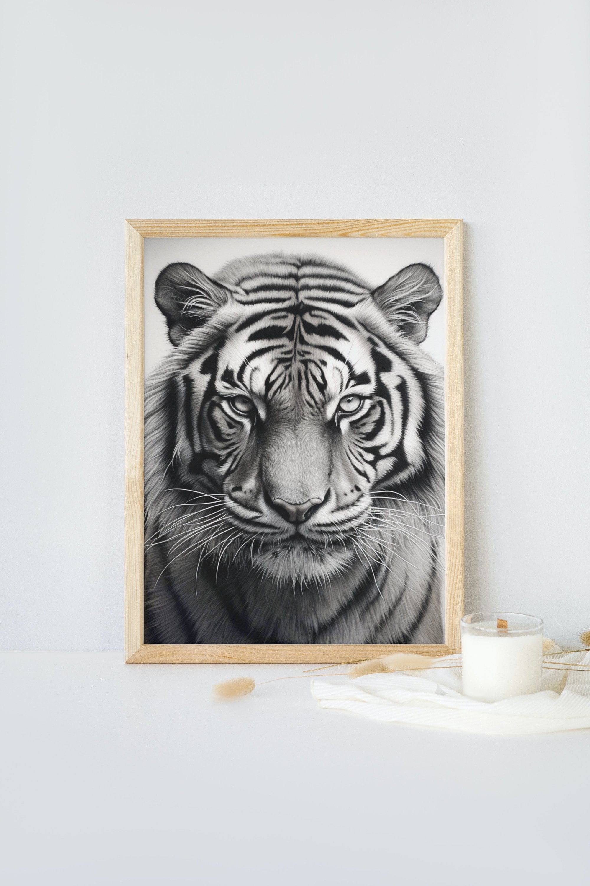 虎の肖像画、鉛筆画風（デジタルファイル） - Etsy 日本