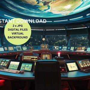 Spaceship Control Room Zoom Virtual Background Backdrop Digital Files JPG, Google Meet, Online meetings, Video content makers, Vloggers,