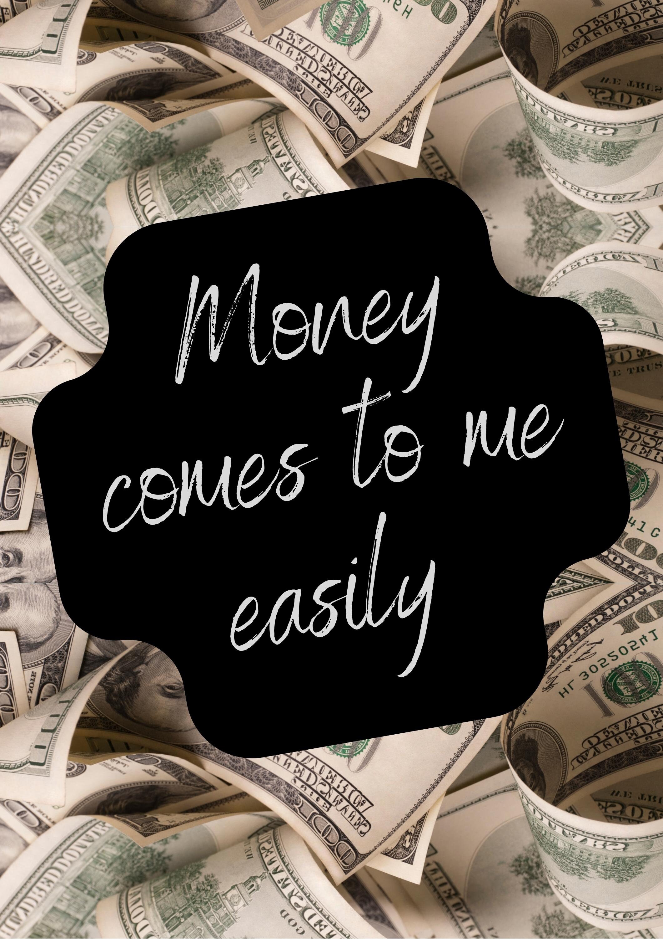 Money Comes To Me Easily Digital Printable Downloadable Wall Art 