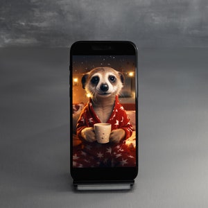 WeihnachtsErdmännchen Hot Chocolate Handy-Hintergrundbild (Digitale PNG-Datei)