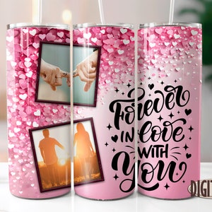 Love 2 Photo Collage Frame Tumbler Png, 20oz Skinny Tumbler, Valentine Quote Tumbler Png, Sublimation Designs, Tumbler Png,Digital Download