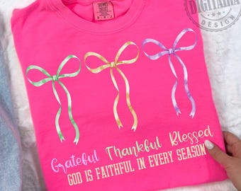 Fall png,Grateful Thankful Blessed Png,Coquette Fall Season Png,Faith Autumn Sublimation,Christian Fall Bow Png,Coquette Religious Fall