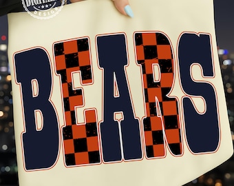Bears Png, Checkered Png, Retro Bears Sublimation,Game Day Png,Bears Shirt,Bears Mascot Png,Neon Bears Png,Football PNG