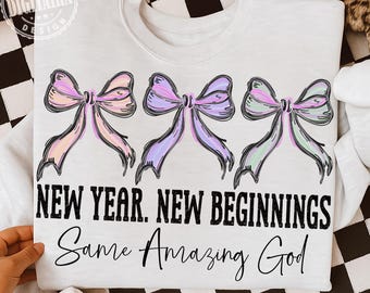 New Year New Beginnings Same Amazing God png, New Year Quote Png, New Year 2026 png, New Years png, Faux Leopard New Year, Trendy New Years