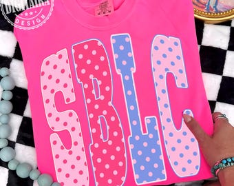 Polka Dots School PNG Neon SBLC PNG Preppy School Occupation Png Shirt School Spring Preppy Polka Dots