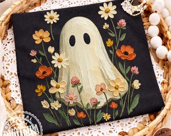 Wildflowers Ghost PNG,Spooky Season PNG,Ghost Lover Design,Spooky Floral Ghost, Botanical Ghost,Preppy Fall PNG,Halloween Ghost,Brushstroke
