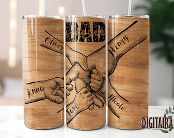 Vaso de papá bendito, Agregar nombres de niños, Manos de papá, Padre, Vaso delgado de 20 oz, Envoltura de vaso, Plantilla de sublimación, Día del padre, PNG.