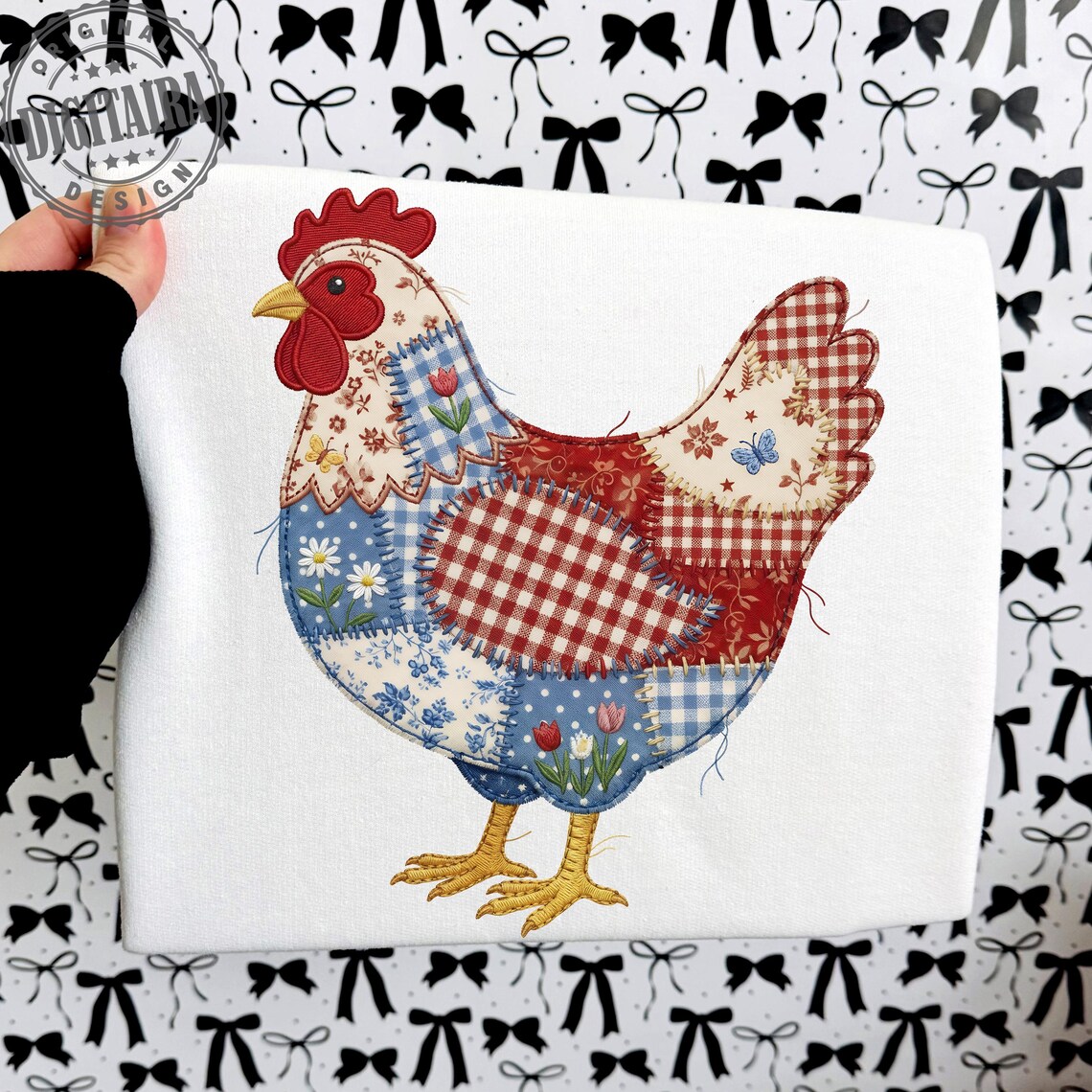 Patchwork Chicken Easter PNG, Floral Retro Hen Design, Cottage Core ...