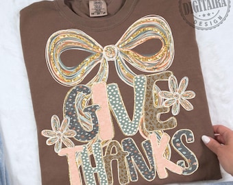 Give Thanks PNG, Thankful Coquette PNG,Thanksgiving Png, Fall Coquette PNG,  Fall Png, Brushstroke Png, Fall Colors, Trendy Png, Fall Bow