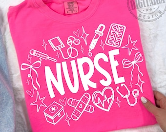 Nurse Png, Nurse Clipart, Registered Nurse RN Png, Nurse Coquette Bow Png, Nurse Life Png Sublimation, Nursing Medical Healthcare Design
