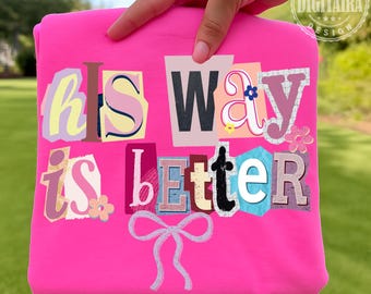 Retro Christian Coquette Png, His Way is Better Png, Preppy Christian Bow Png, Colorful Bible Verse Shirt Design, Boho Christian Sublimation