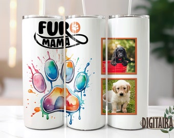 Dog Quote 2 Photo Frame 20oz Skinny Tumbler Sublimation Designs,Instant Digital Download PNG, Tumbler Template Straight and Tapered