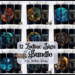 Zodiac Sign Nutrition Facts Bundle Tumbler Design Galaxy Background Sublimation Designs Downloads - Skinny 20oz - Tapered & Straight