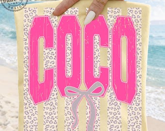 Preppy Leopard Coco PNG, Trendy Coco png, Preppy Striped Coco Design png, Motherhood Sublimation Design, Cheetah Coco Png