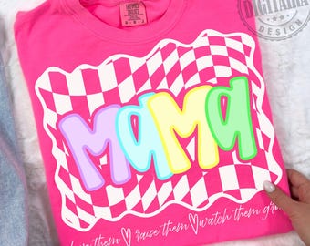 Neon MAMA png, Mamma a scacchi png, Citazione di Neon Mama, File digitale mamma colorata, Maglietta estiva mamma png Mama alla moda sublimazione, Mamma png