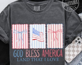 Coquette God Bless America Png, American Flag Png, Coquette Fourth of July PNG, America Stars Stripes png, Patriotic png, Memorial Day Png
