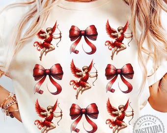 Cupid Coquette Png, Cupid Png, Valentine Bow Png, Valentines Day Png, Retro Valentine Png, Valentine Heart Png, Love Png, Sublimation Design