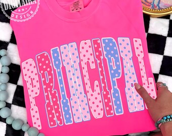 Principal PNG, School Polka dots Principal Shirt Design, Back to School Sublimation, Teacher Appreciation PNG, Polka Dots Digital Download