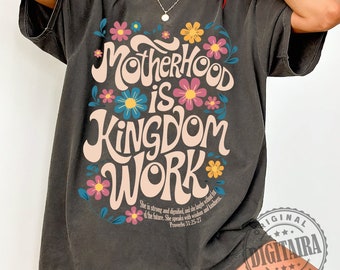 Christian Mom png,Motherhood is Kingdom Work Shirt png,Retro Christian Mom png,Christian retro png,Christian Mothers Day png,bible verse png