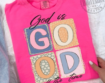 Christliches PNG, Gott ist gut die ganze Zeit PNG, Preppy Boho Christian Bibel Vers Sublimation, Jesus Anbetung PNG, religiöser Glaube Shirt Design