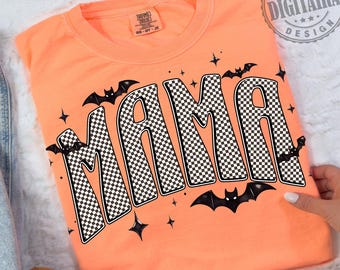 Mamá png, Mamá de Halloween, Mamá espeluznante png, Mamá retro de Halloween png, Universitaria png, Moda png, Retro png, Cuadros png, Diseño de camiseta de sublimación