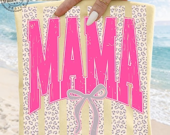 Preppy Leopard Mama PNG, Trendy Mom png, Preppy Striped Mama Design png, Motherhood Sublimation Design, Cheetah Mama Png
