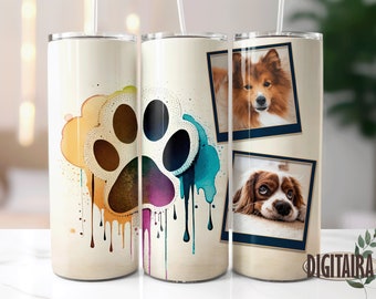 Dog Mom Quote 2 Photo Frame 20oz Skinny Tumbler Sublimation Designs,Instant Digital Download PNG, Tumbler Template Straight and Tapered