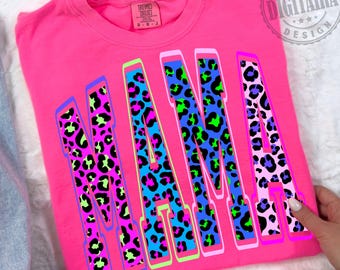 Mama png,Trendy Mama PNG, Leopard mama png,Leopard Checker Letters Sublimation, Cute Retro Mom Shirt Design,Neon mama png,Original design