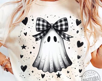 Halloween-spook png, schattig spookje png, coquette png, trending png, halloween png, roze strik png, spookachtig seizoen png, esthetiek png, girlie png