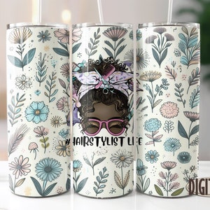Boho Hairstylist Tumbler, Hairstylist Life Tumbler, Tumbler PNG Cup, digitaal bestand, Instant Download, Tumbler Design, Floral Tumbler