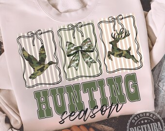 Hunting Season Png,Deer Hunting Png,Duck Hunter Sublimation,Preppy Camo Bow Png, Coquette Hunting Shirt Png, Girl Fall Camo Bow Png