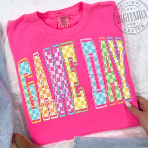 Game Day PNG, Neon Game Day Shirt Design, Checkered Football PNG,Checkered png,Retro Game Day PNG, Retro Sports,Football season png