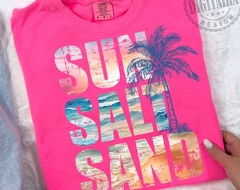 Retro Summer Sun Salt Sand Png, Summer Vibes Png, Summer Beach Png Shirt, Summer Shirt Design, Sunset Salty Summer Vacation Png Sublimation