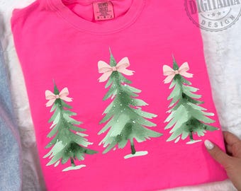Disegni PNG di Natale, PNG di Natale preppy, PNG albero di Natale, PNG di Natale, clipart di Natale, PNG di Natale per camicia Coquette Pink Bow