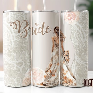Lace Bride Wedding Tumbler Design, Lace Vintage Wedding PNG Sublimation Designs Downloads - Skinny 20oz - Tapered & Straight